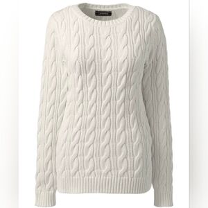 100% Cotton Lands' End Women's Cable Knit Sweater In White Plus Size